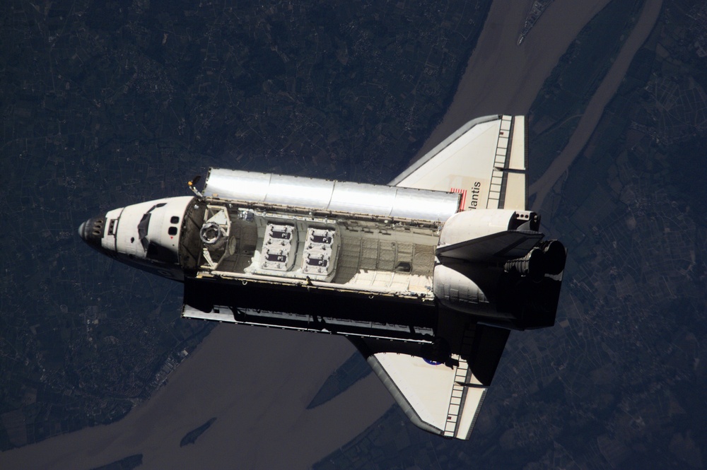 STS-104 orbiter Atlantis after undocking with the ISS