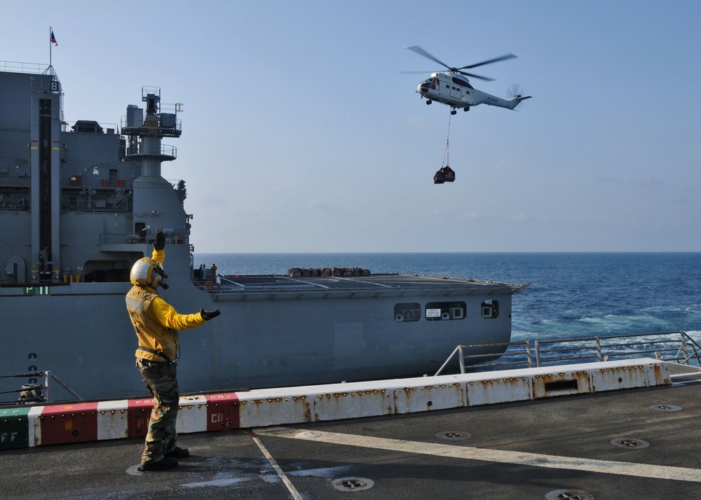 Directing an AS-332 Super Puma helicopter