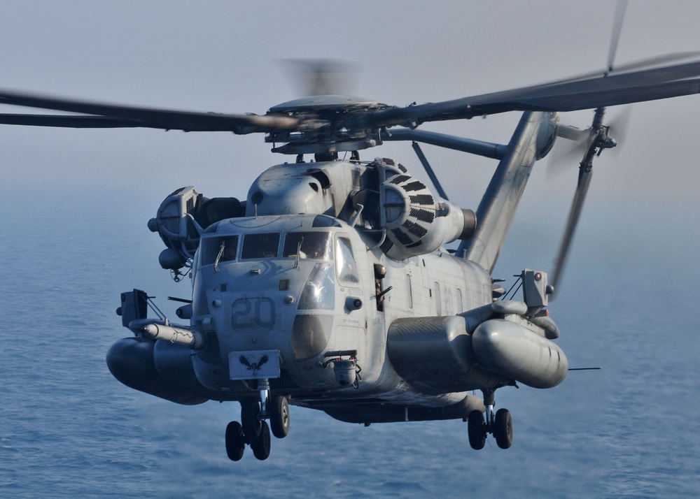 Super Stallion takes off from flight deck