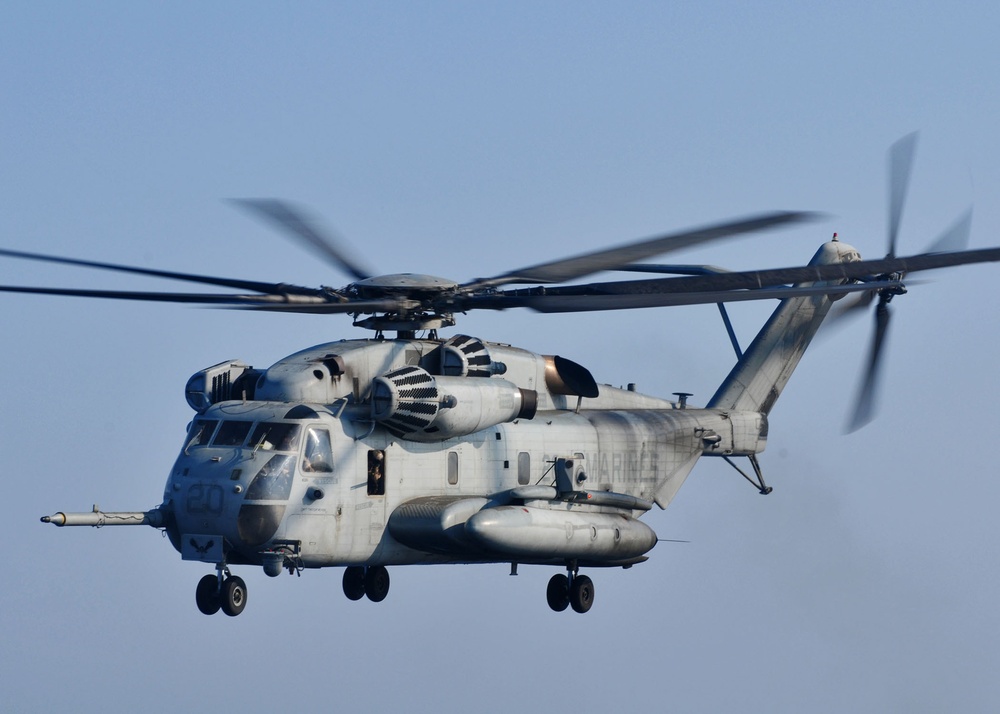 Super Stallion takes off from flight deck