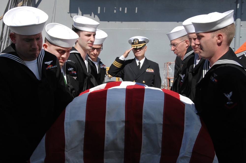 Wasp crew conducts burial at sea