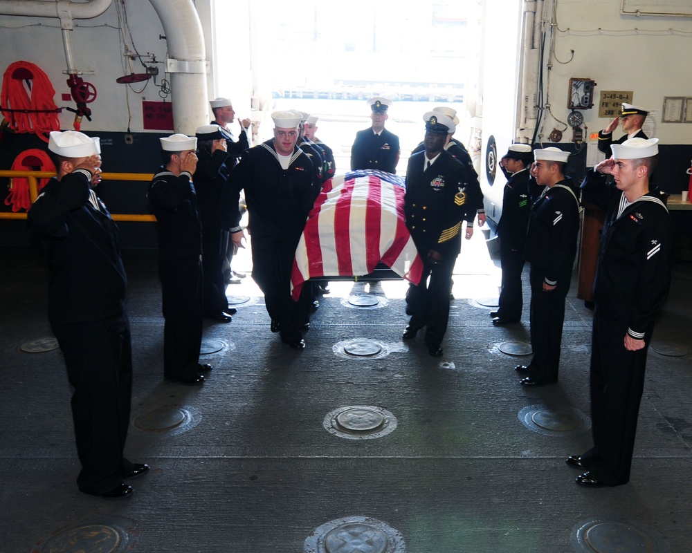 Wasp sailors prepare to conduct burials at sea