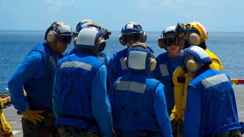 USS Bonhomme Richard crew operates at sea