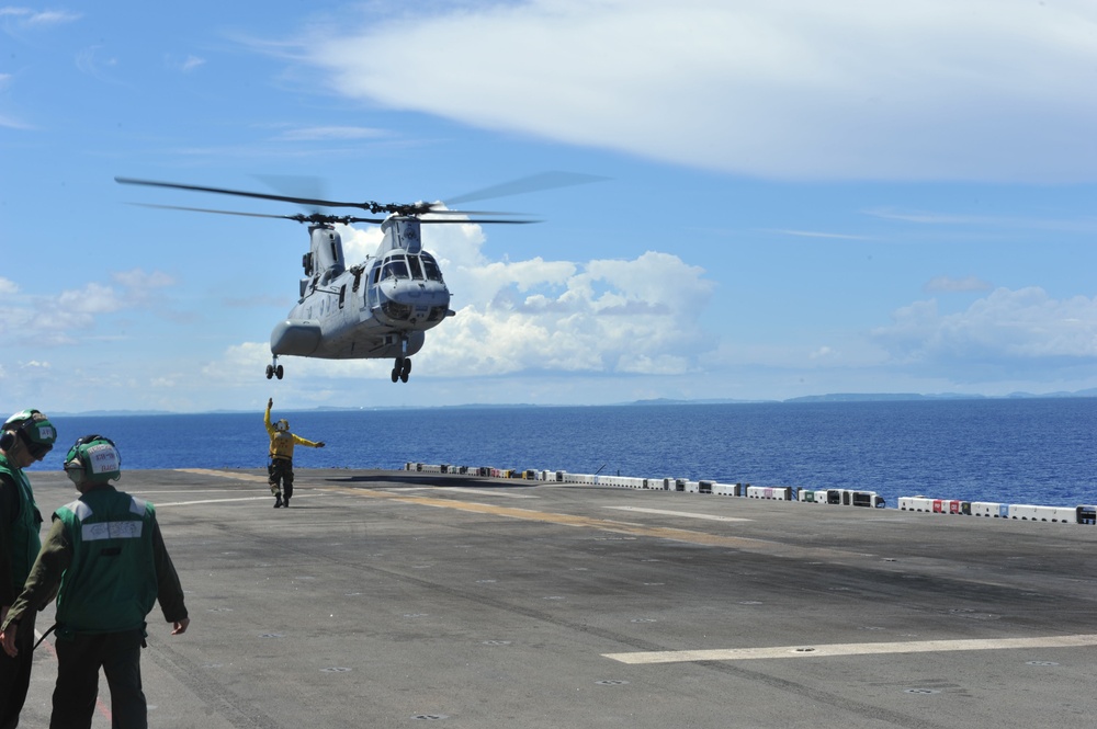 CH-46 Sea Knight helicopter takeoff