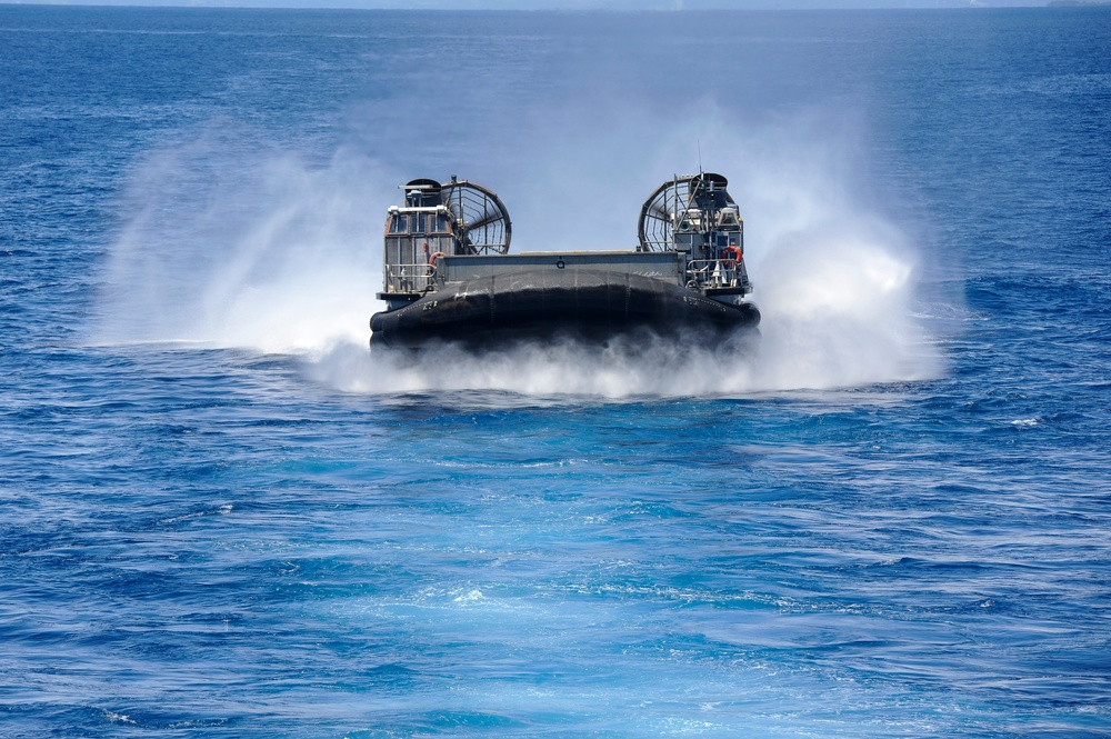 Landing craft air cushion approaches well deck