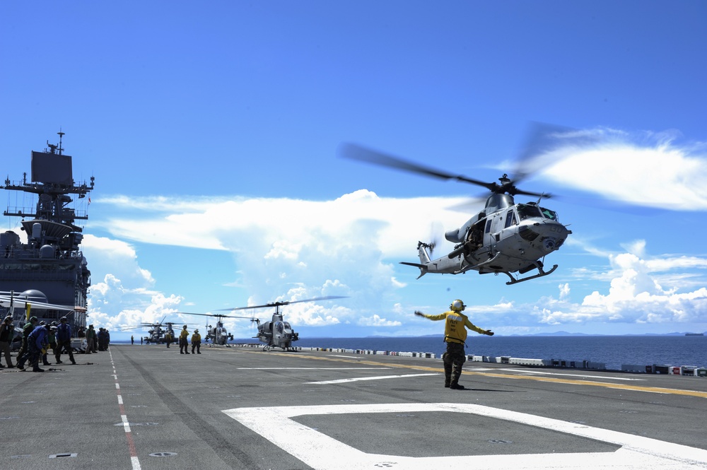 UH-1Y Huey helicopter takeoff