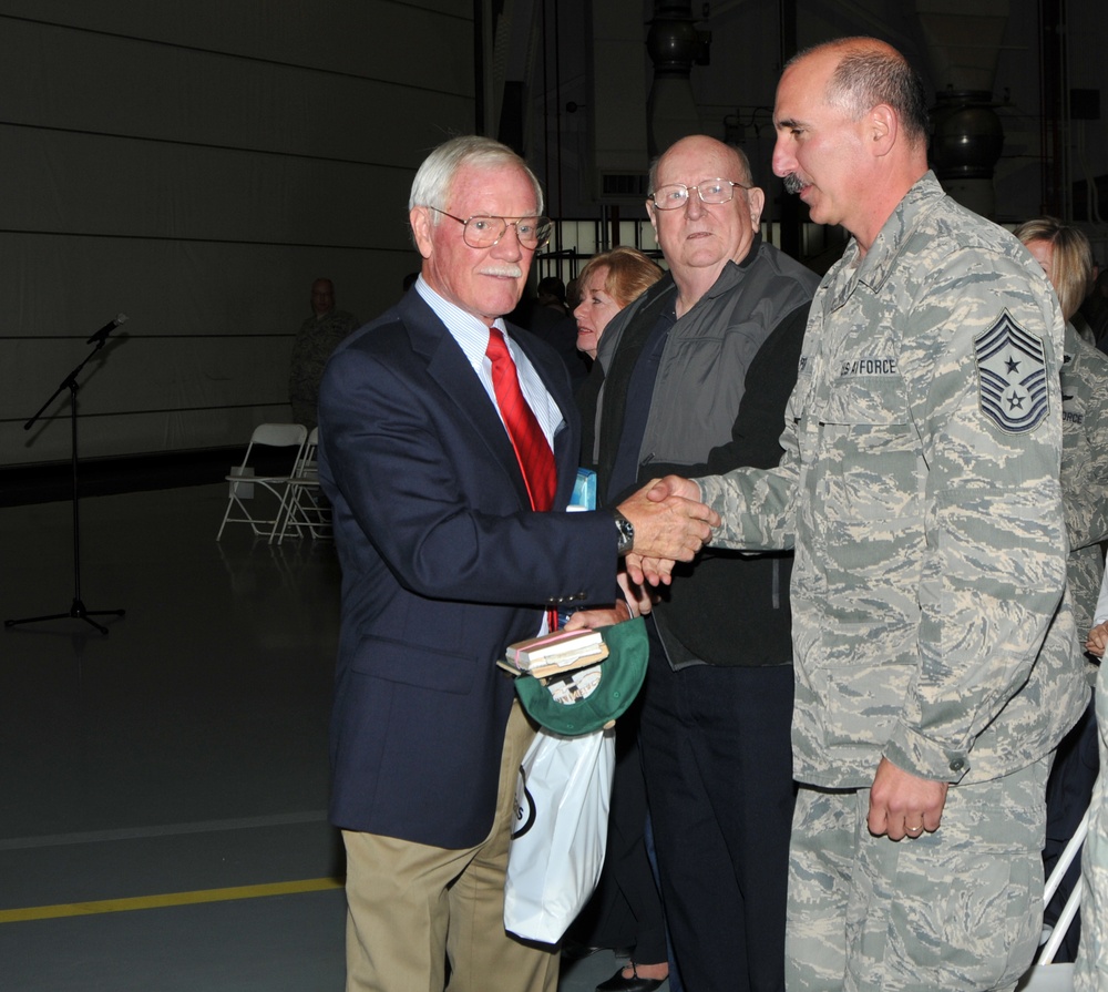 Retired Col. Edward L. Hubbard, US Air Force, guest speaker at 101st Air Refueling Wing