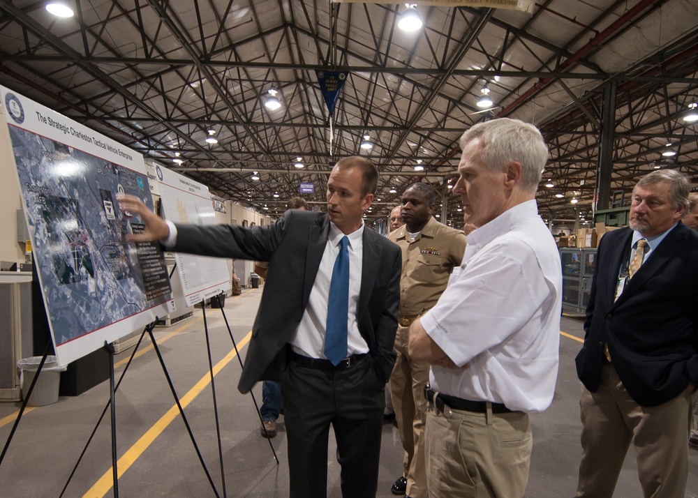 Secretary of the Navy visits MRAP vehicle integration facility