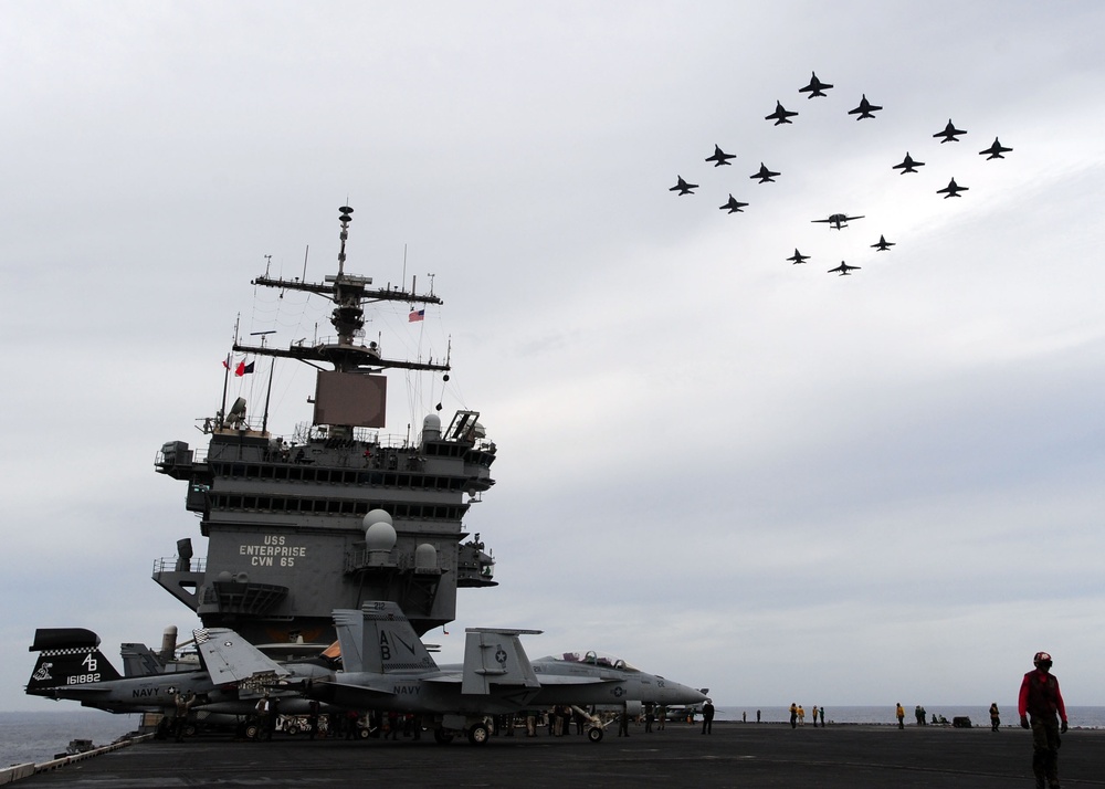 USS Enterprise conducts operations at sea during final deployment