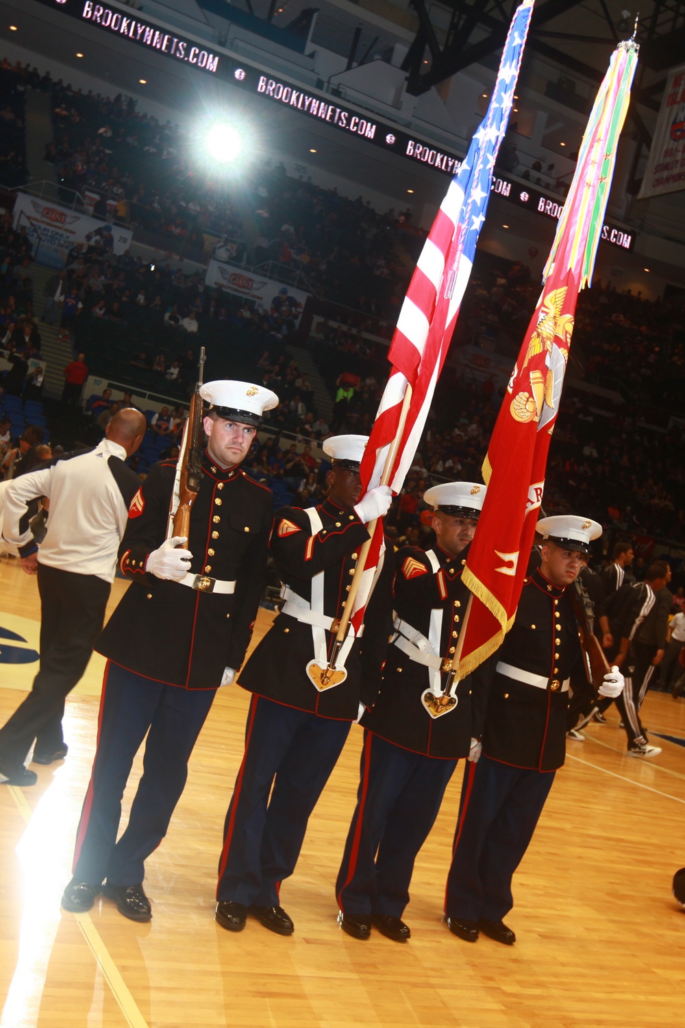 1MCD Marines present the colors at Nets vs. Knicks game