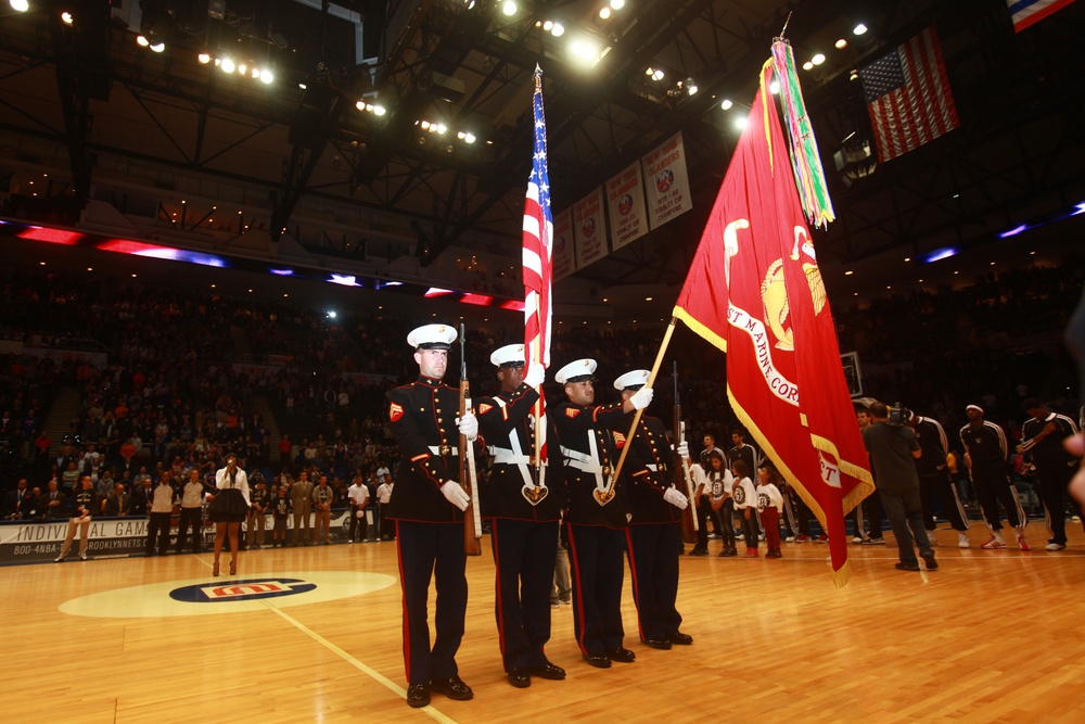 1MCD Marines present the colors at Nets vs. Knicks game