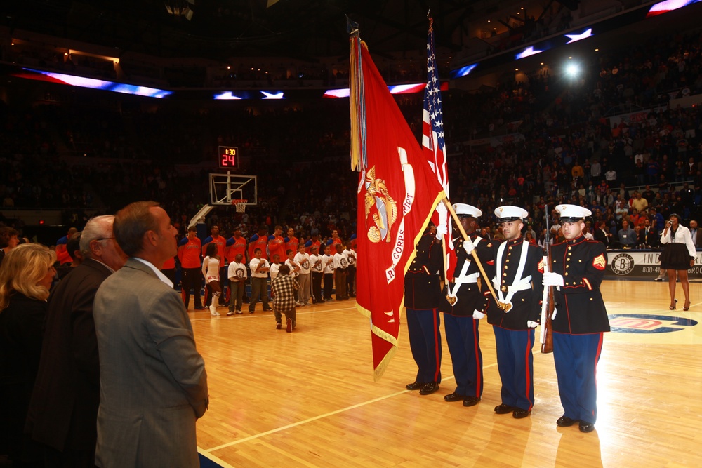 1MCD Marines present the colors at Nets vs. Knicks game