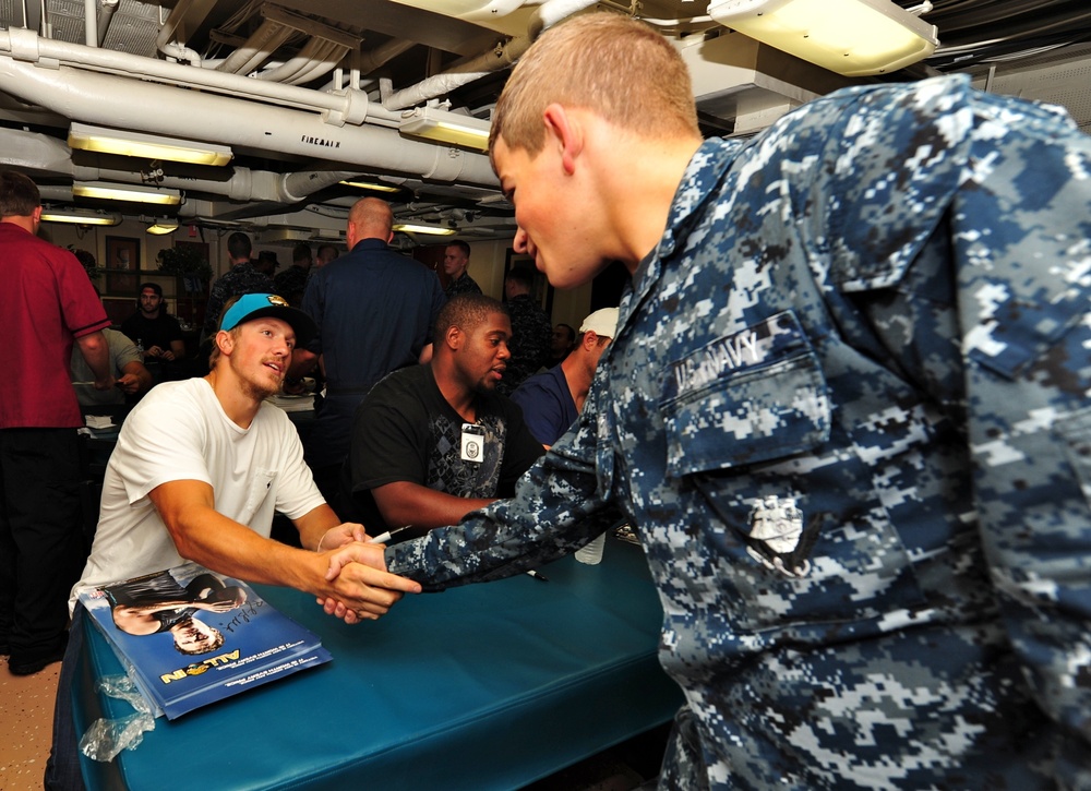 Jacksonville Jaguars visit sailors on USS Philippine Sea