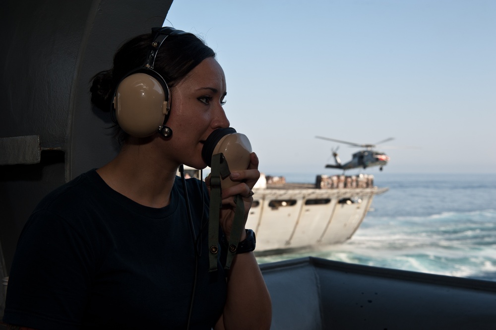 USS John C. Stennis is replenished at sea