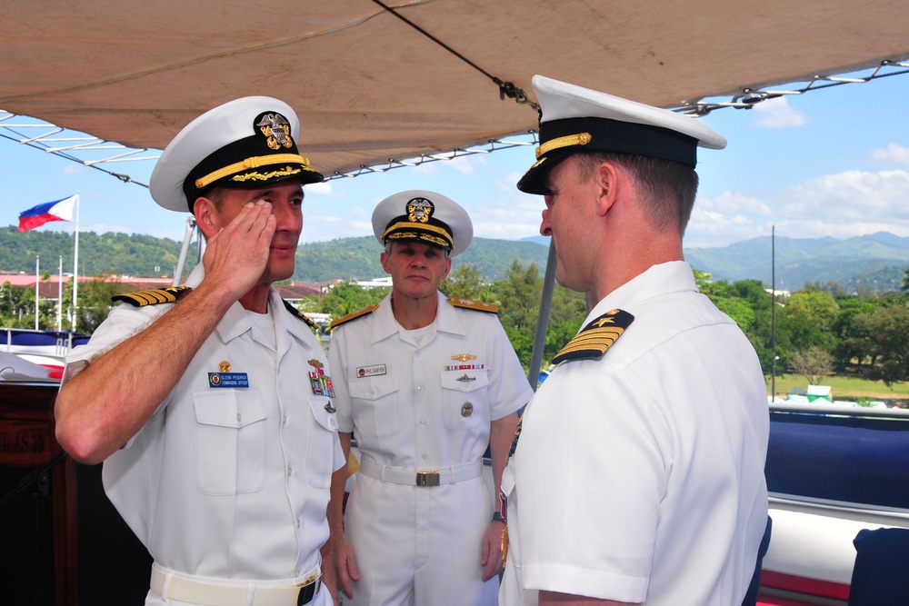 USS Emory S. Land change of command ceremony