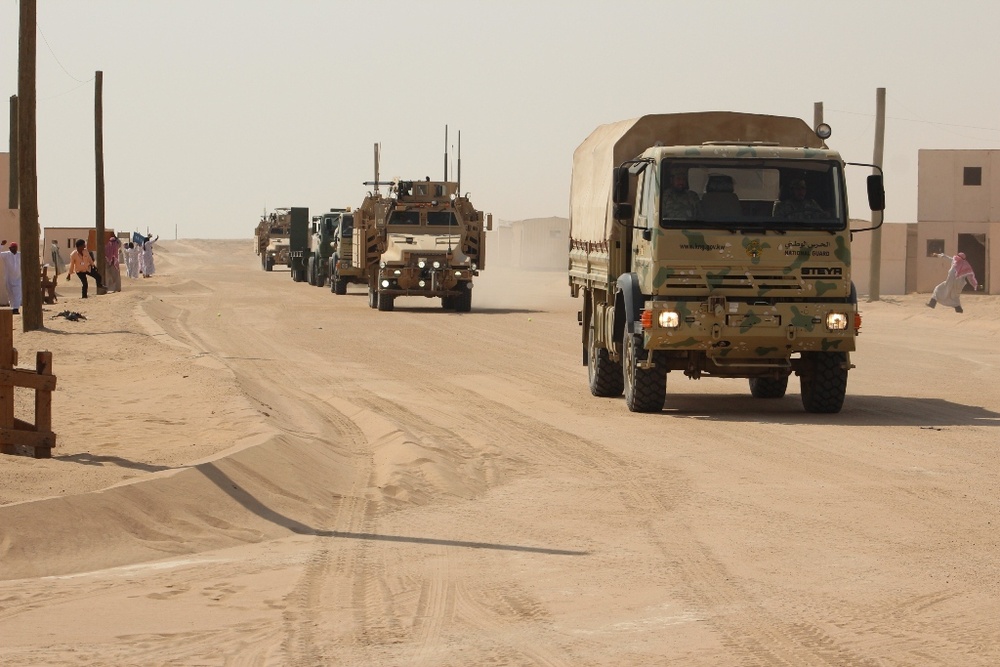 Truckin' with soldiers from the US and Kuwait