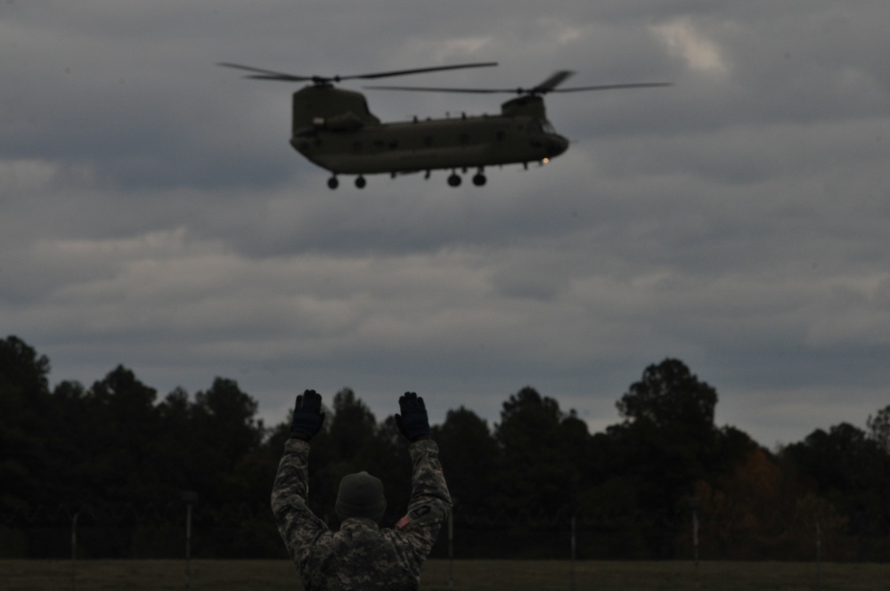 Alabama, Georgia Army Guard Chinooks stage at NCNG Flight Facility 1