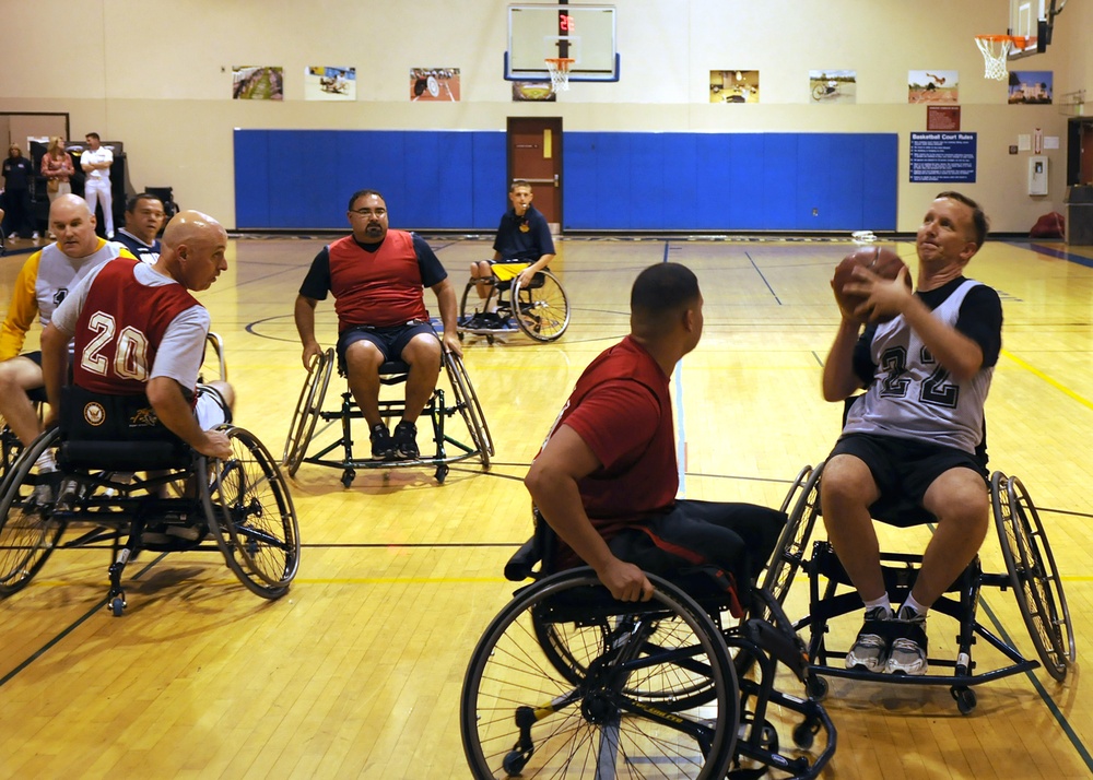 Wheelchair basketball game held in conjunction with Wounded Warrior conference
