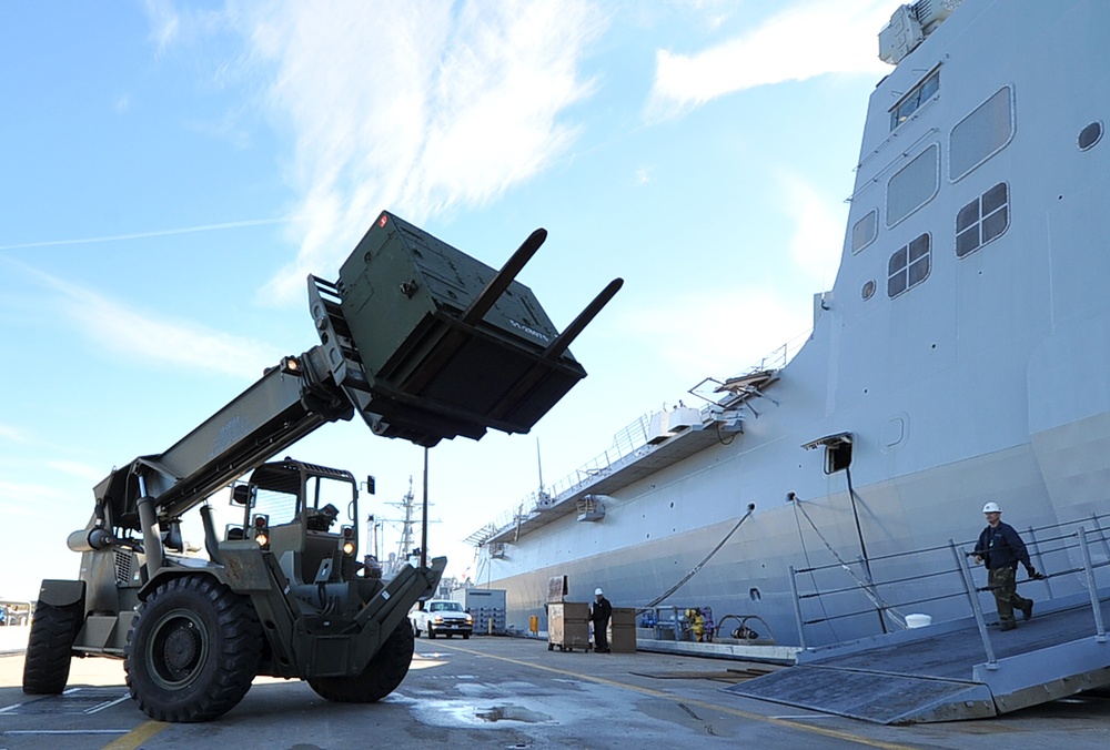 USS San Antonio prepares for Hurricane Sandy relief