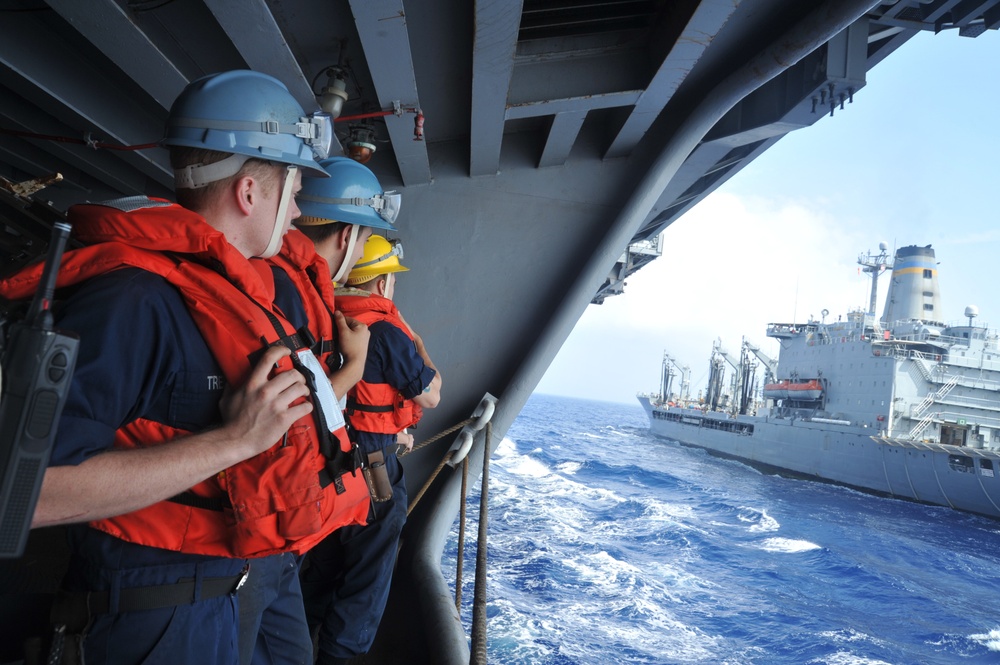 USS George Washington sailors ready for replenishment