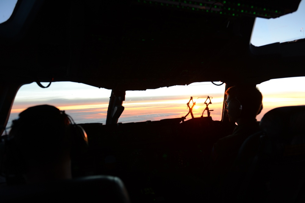 Flying during sunrise