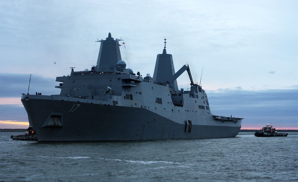 USS Carter San Antonio departs Naval Station Norfolk