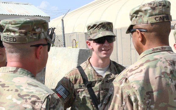 CSM Capel recognizes 7 Rakkasans during visit to FOB Salerno