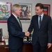 Secretary of the Navy Ray Mabus, speaks with US Ambassador