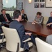 Secretary of the Navy Ray Mabus, speaks with U.S. Ambassador to Poland Lee