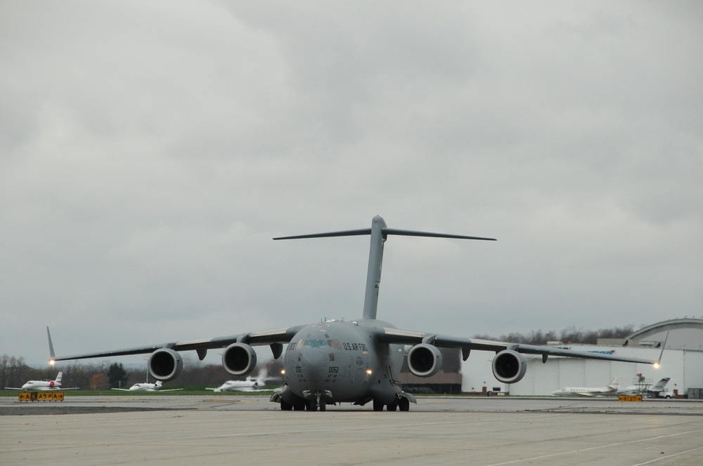 105th Airlift Wing Key Hub in 18th Air Force &quot;Lean Forward&quot; support of East Coast relief efforts