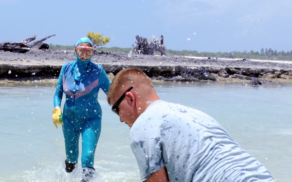 Scientists tag turtles at Diego Garcia