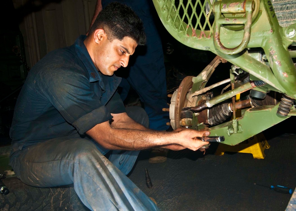 Vehicle maitenance aboard USS New York