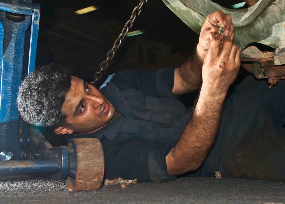 Vehicle maitenance aboard USS New York