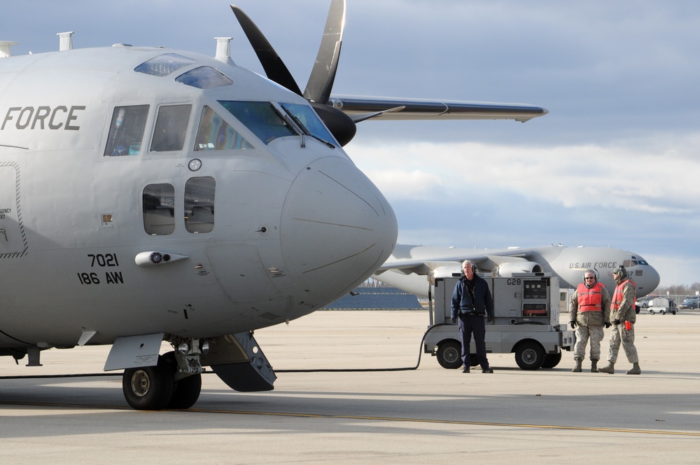 105th Airlift Wing Key Hub in 18th Air Force &quot;Lean Forward&quot; support of East Coast relief efforts