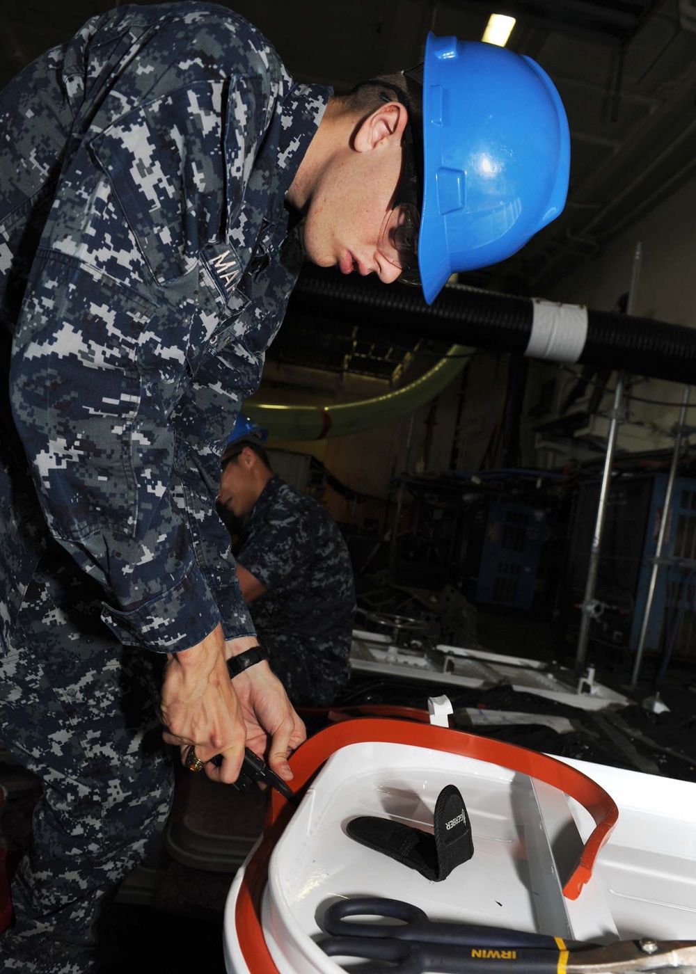 USS George H.W. Bush sailors at work