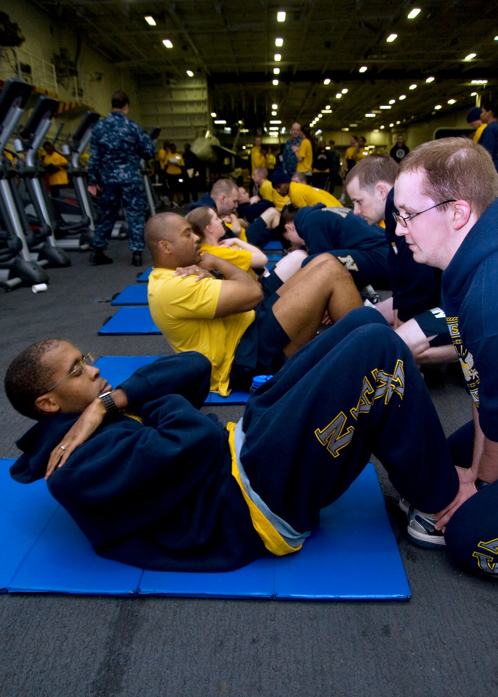 Physical fitness test aboard USS Harry S. Truman
