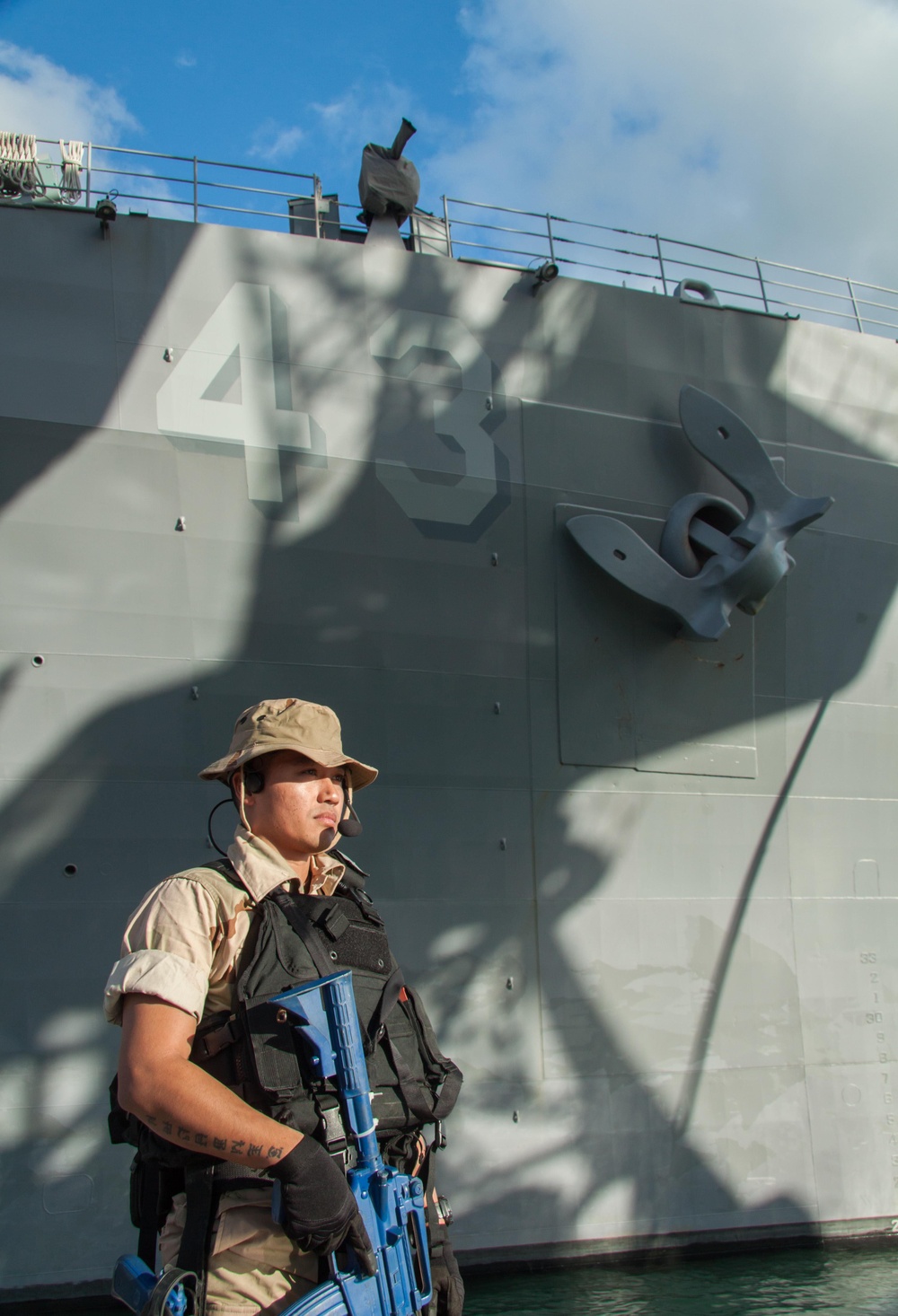 USS Fort McHenry security training in Albania