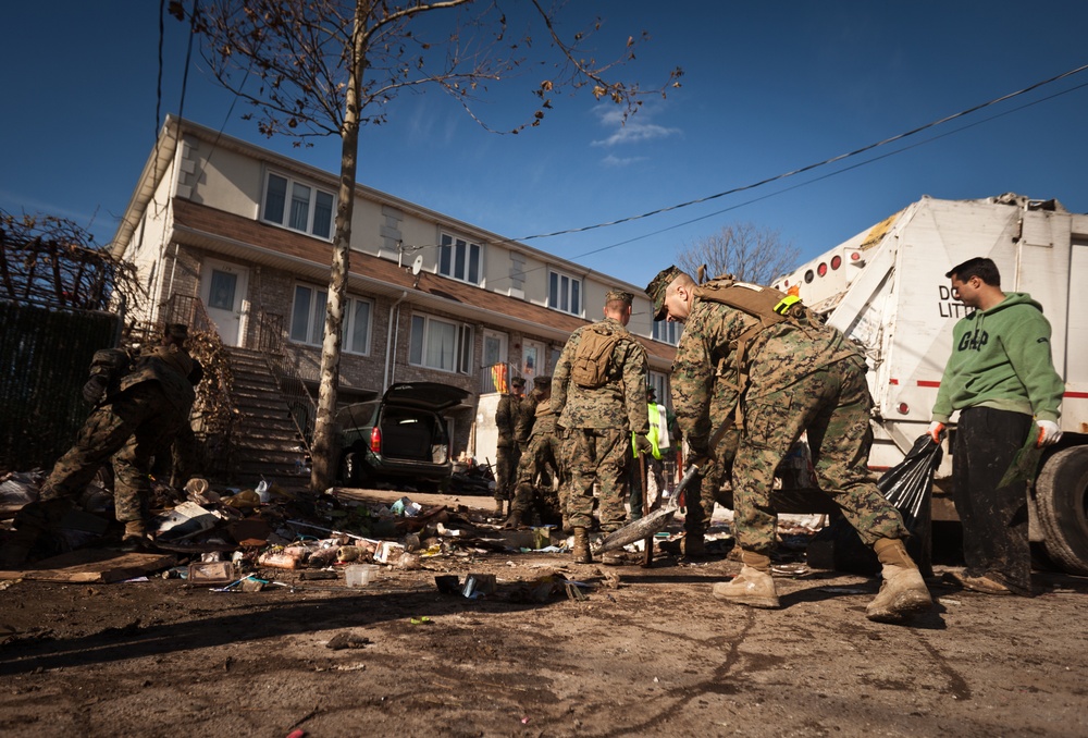 Marines clean up the streets of Staten Island