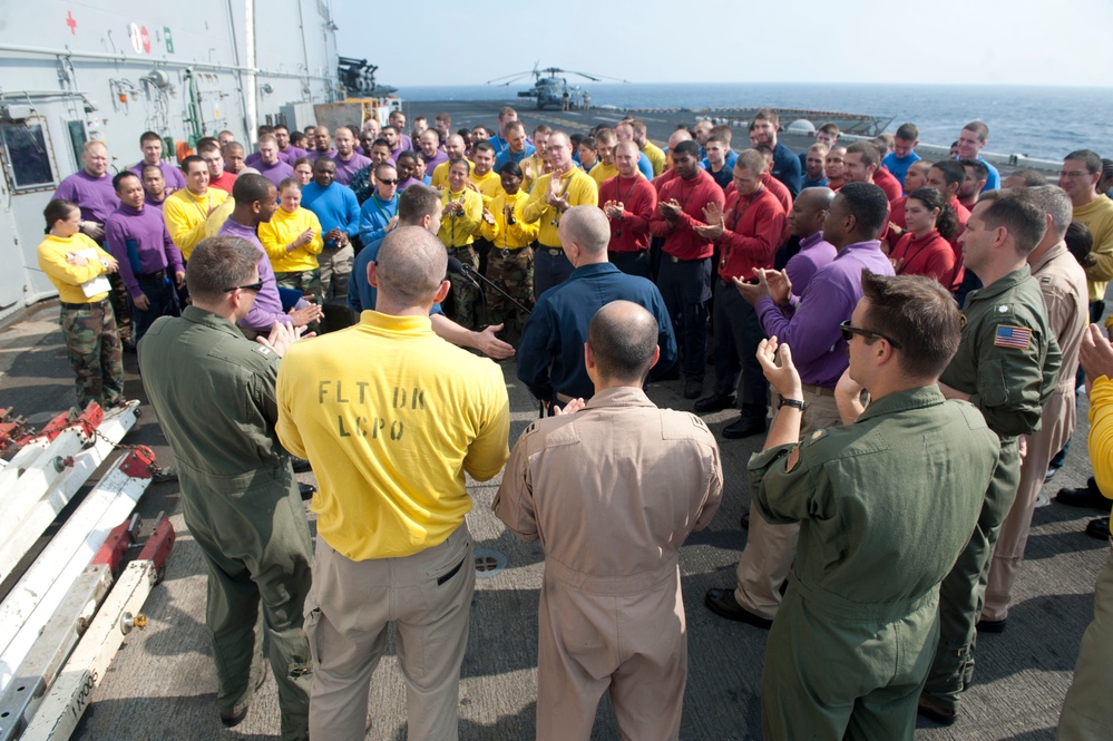 Awards ceremony aboard USS Iwo Jima