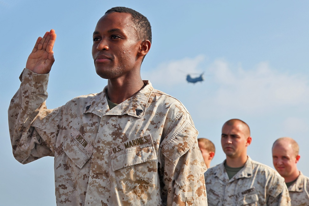 Marine born in Haiti earns citizenship