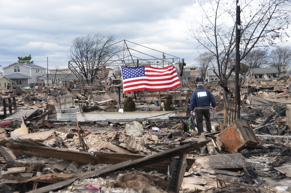 Patriotism shines in New York area amongst ruins of sub-tropical storm Sandy