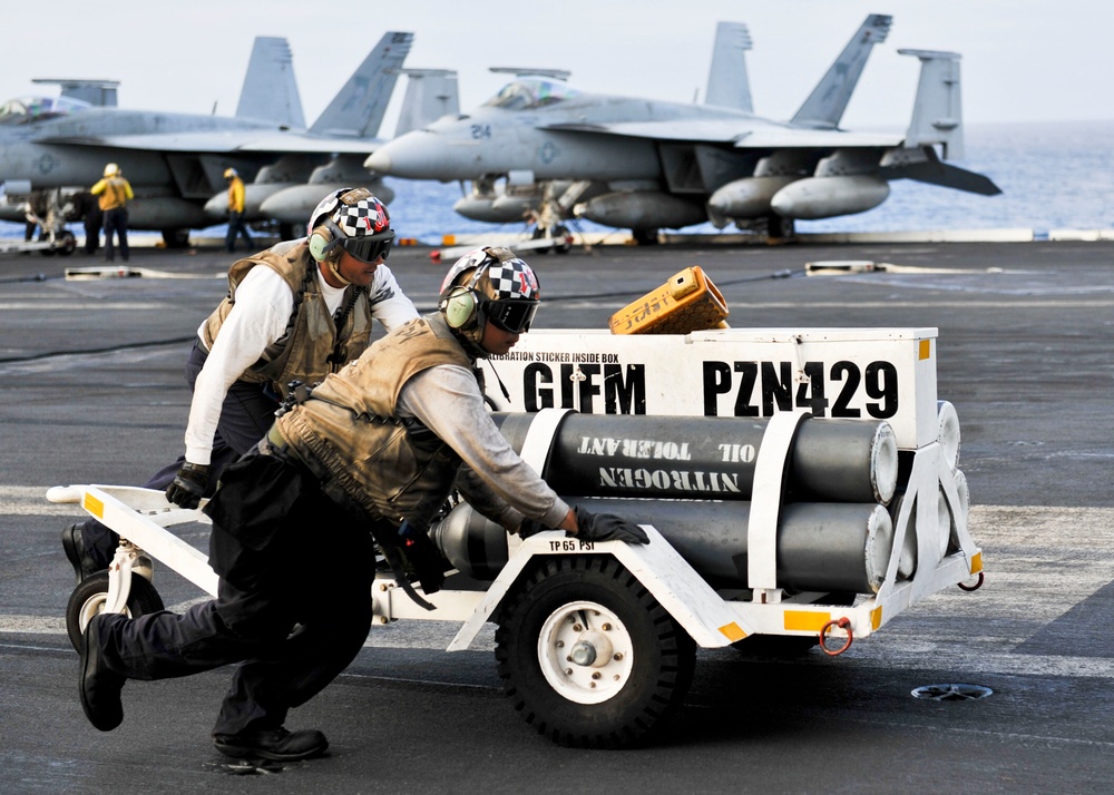 USS Nimitz flight deck action