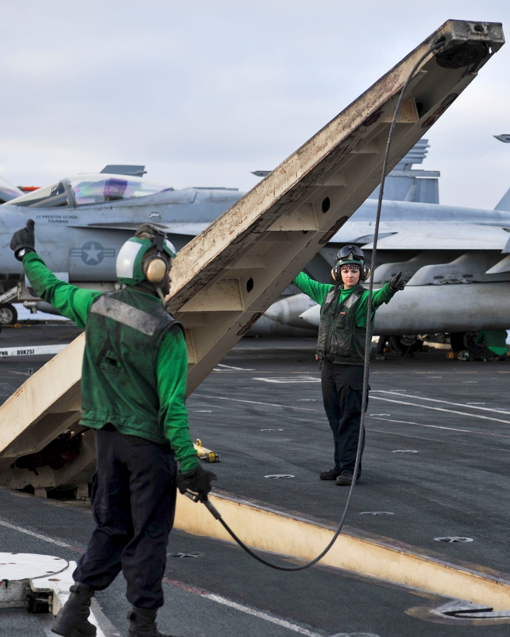 USS Nimitz flight deck action