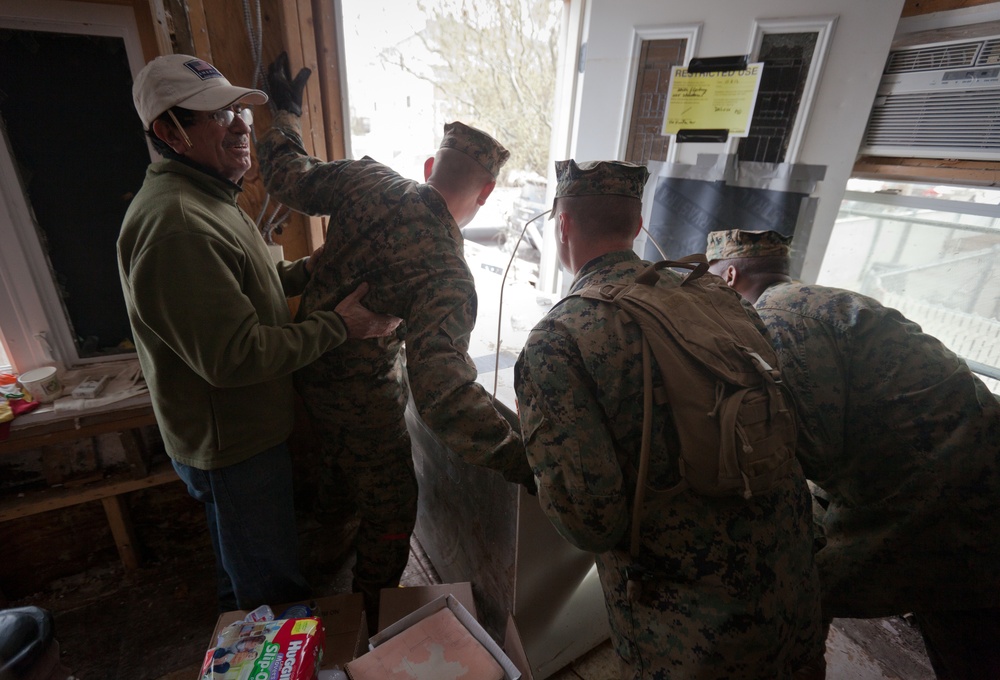 Marines clean up the streets of Staten Island