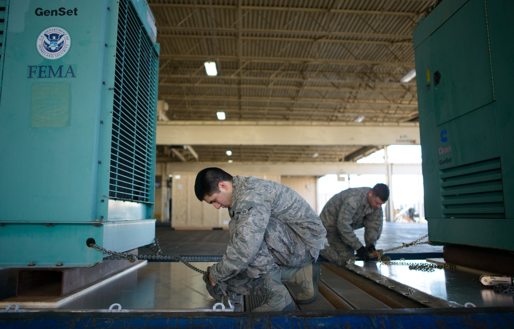 Hurricane Sandy relief equipment loaded at Travis AFB