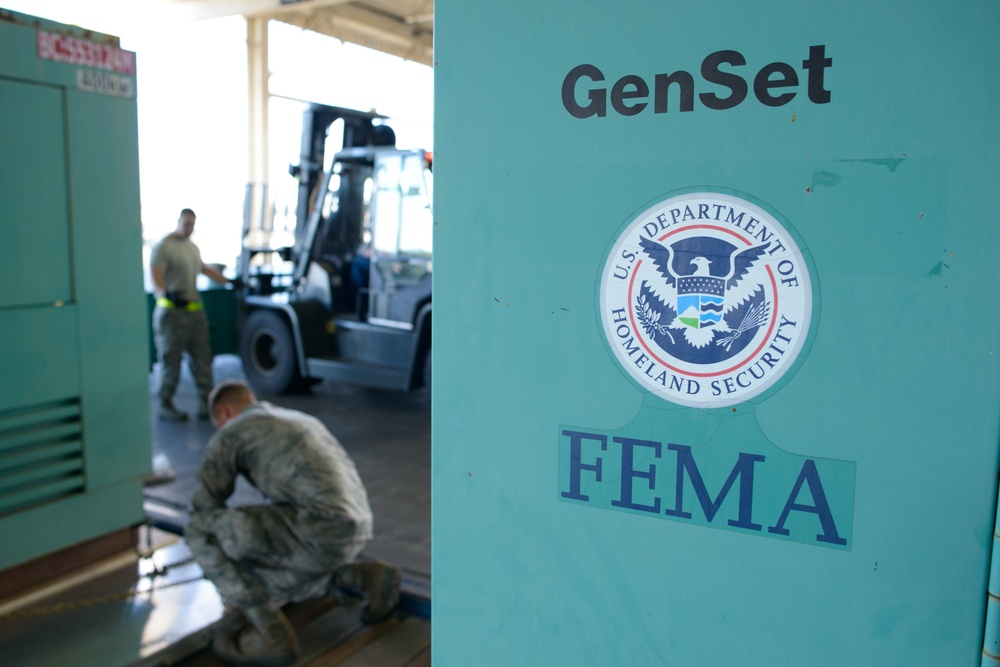 Hurricane Sandy relief equipment loaded at Travis AFB