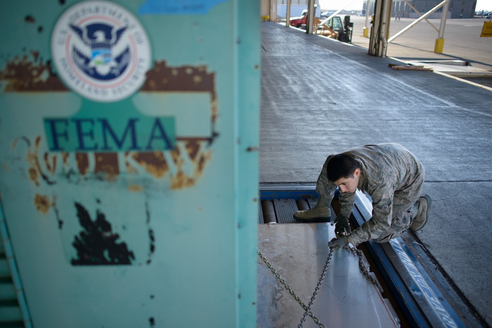Hurricane Sandy relief equipment loaded at Travis AFB