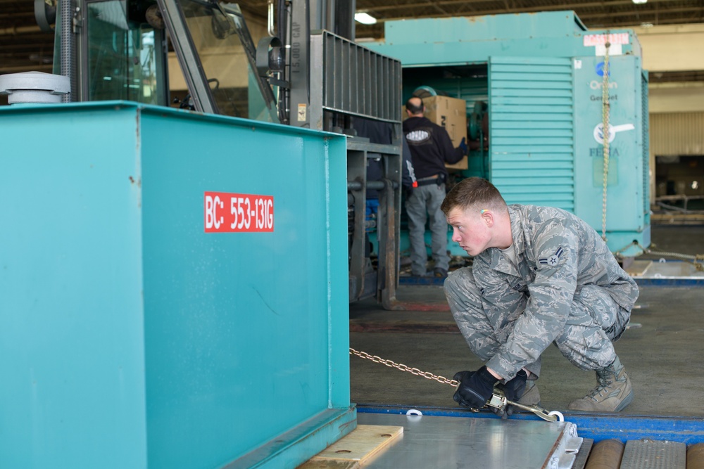 Hurricane Sandy relief equipment loaded at Travis AFB
