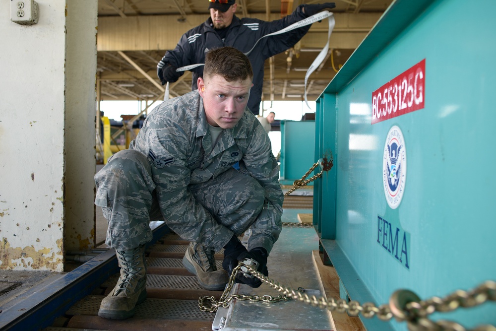 Hurricane Sandy relief equipment loaded at Travis AFB