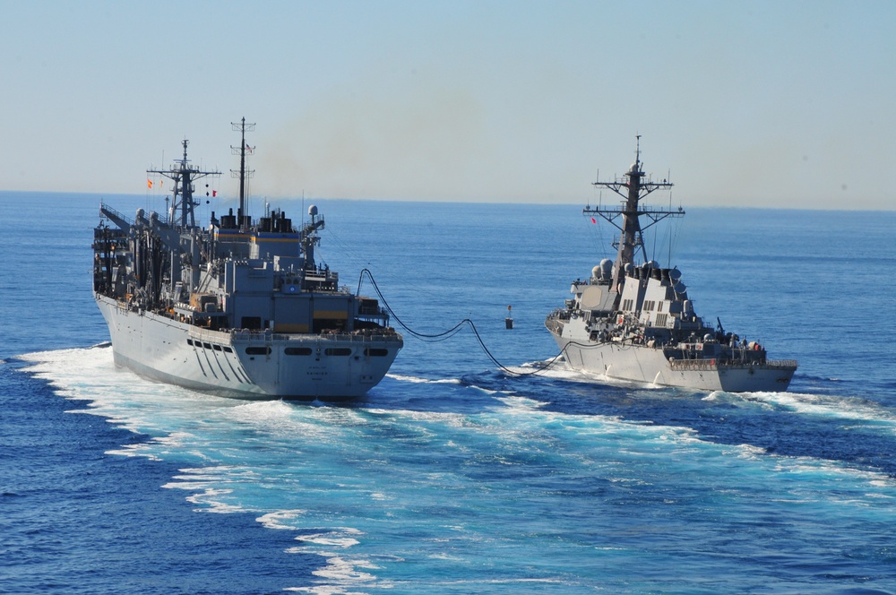 USS Higgins replenishment at sea